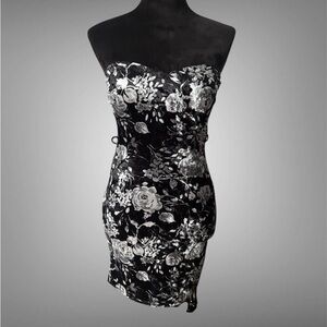 Fashion Magazine Strapless Black and White Dress